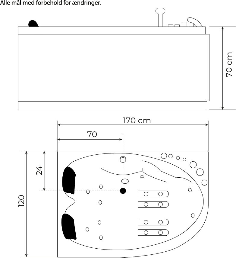 Comfort indespa 170 cm venstredrejet - Billede 4