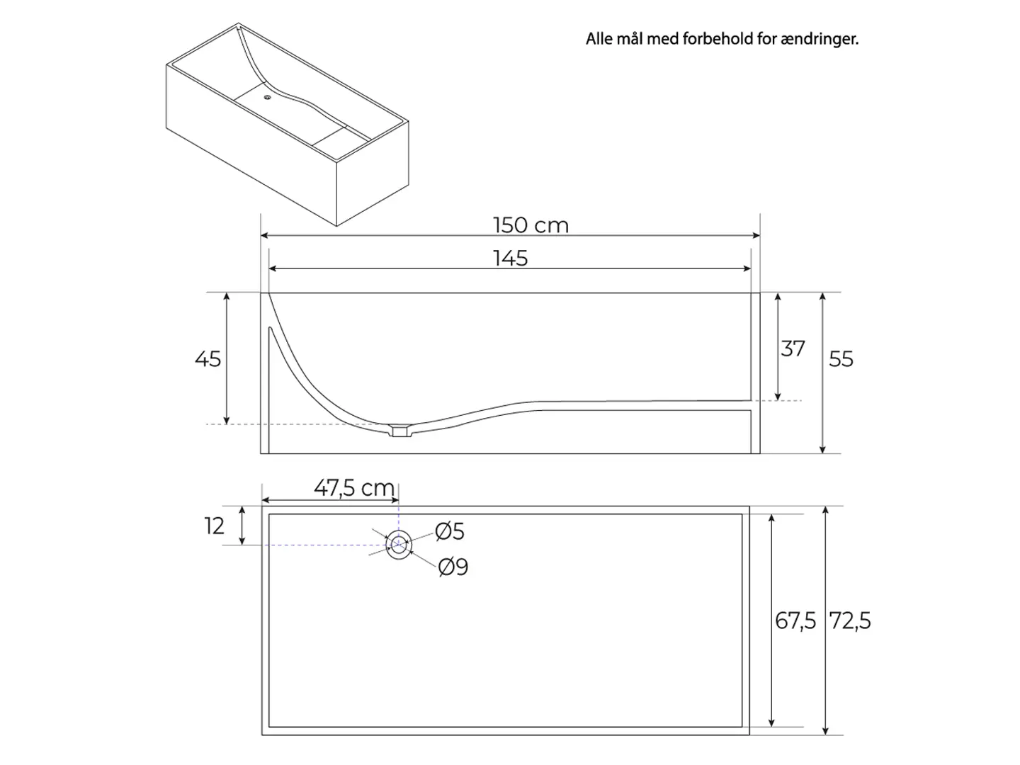 Stenbadekar Badia 150 cm - Billede 4