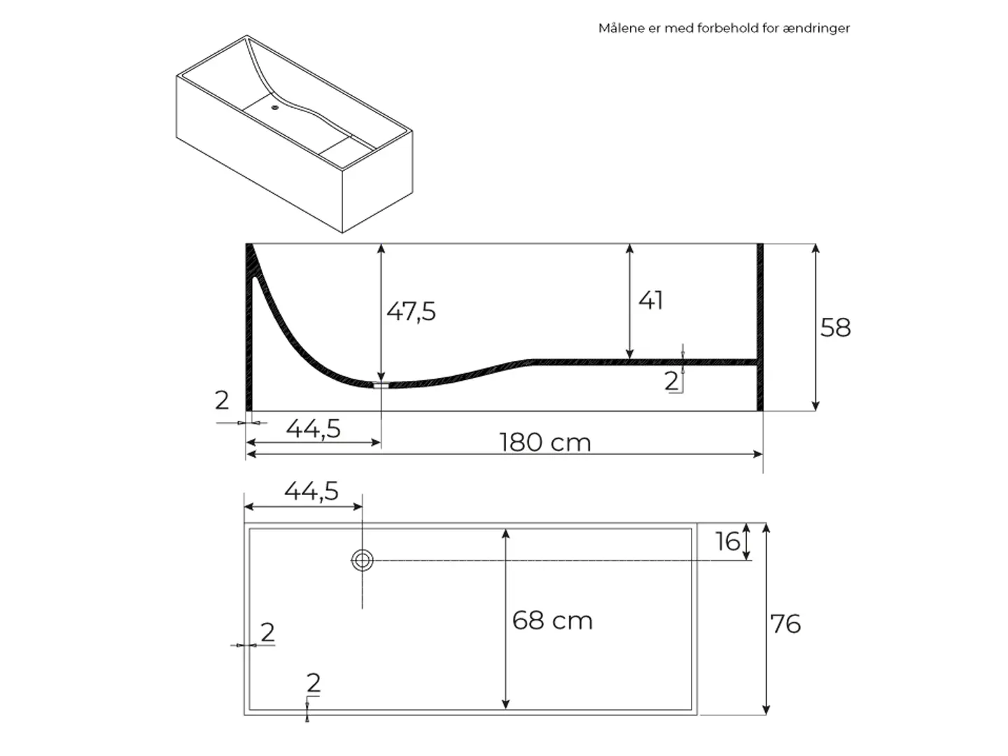 Badia stenbadekar 180 cm - Billede 4
